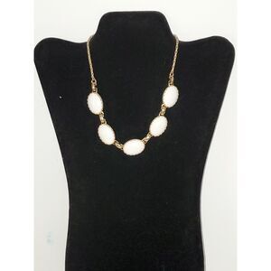 A Vintage Milk Glass Cabochon Choker Necklace Cottage Core Career Classic